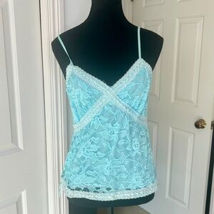 Panitti Aquamarine Lace Tank Top Size L